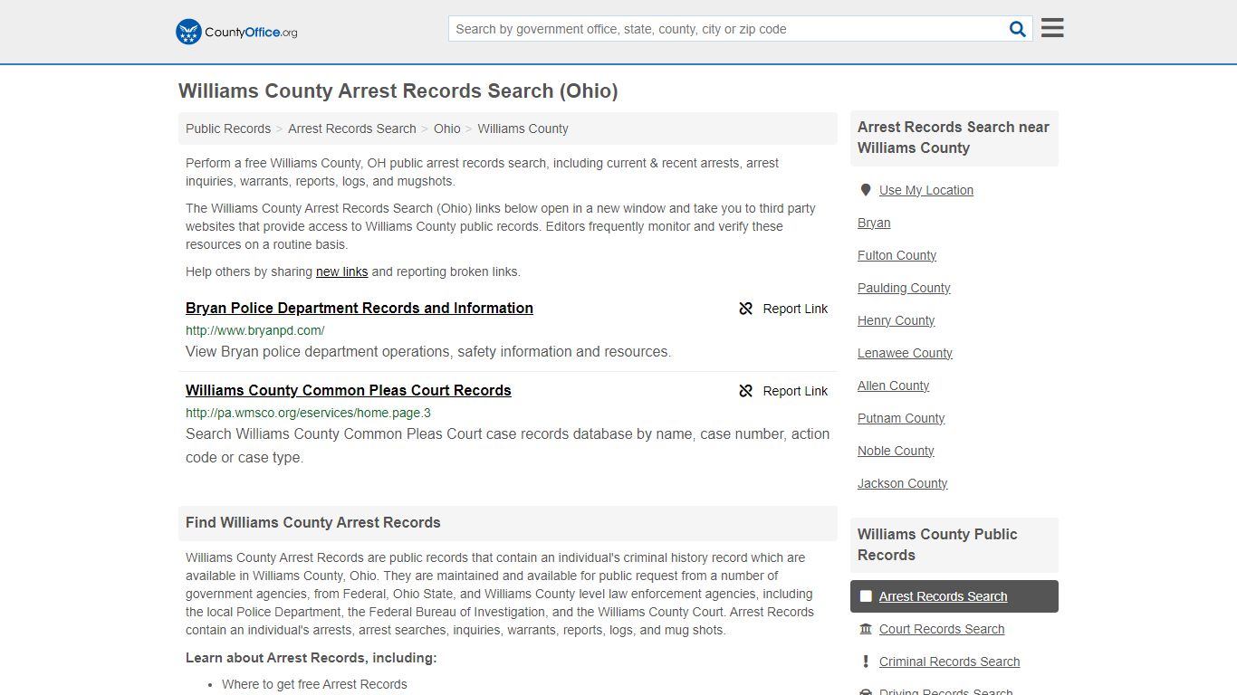 Arrest Records Search - Williams County, OH (Arrests & Mugshots)